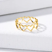 hollow heart rings for women stainless steel heart couple ring 2022 trend lover wedding jewelry anillos mujer birthday gift