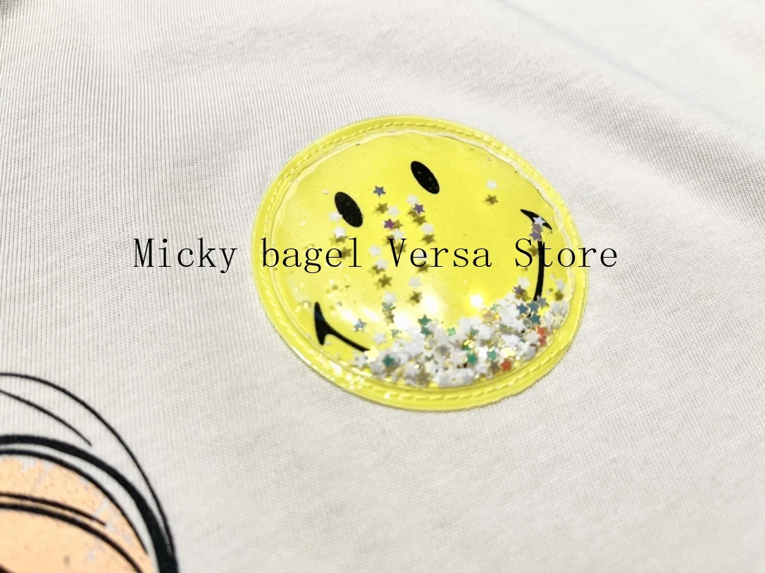 

2021 luxury design cartoon letter fashion round neck half sleeve top temperament loose versatile short sleeve graphic T-shirt