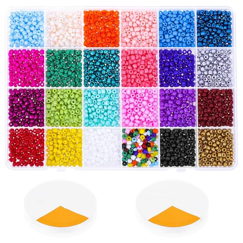 Бисер с пони 24 цвета бусины браслетом дружбы 4 мм маленькие радужные стеклянные