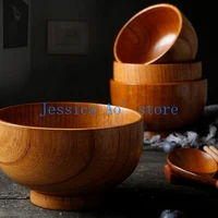 9 15cm japanese style wooden bowl korea tableware rice noodles bowls whole solid wood bowl for children kids un break