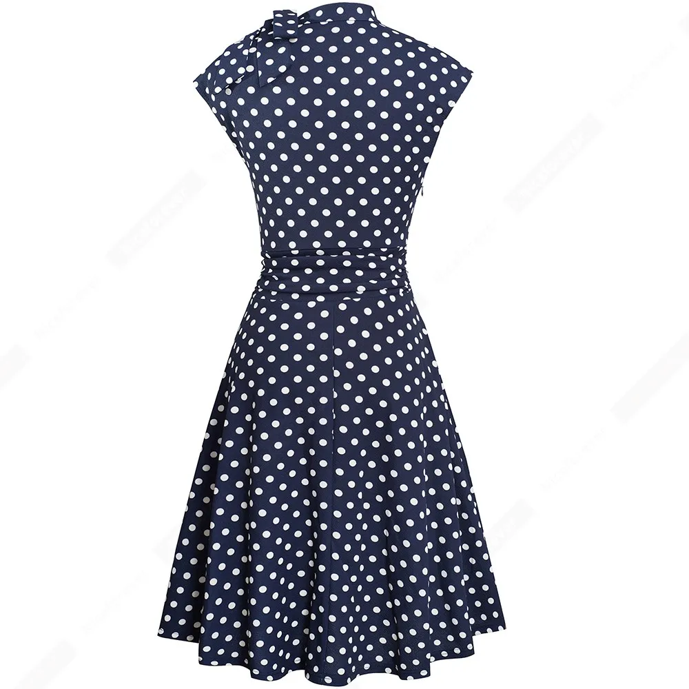 Женское платье с бантом в горошек повседневное Элегантное летнее ТРАПЕЦИЕВИДНОЕ