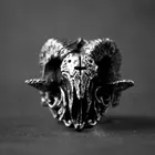 Кольцо мужское, байкерское, в готическом стиле, сатанинское, с черепом демона