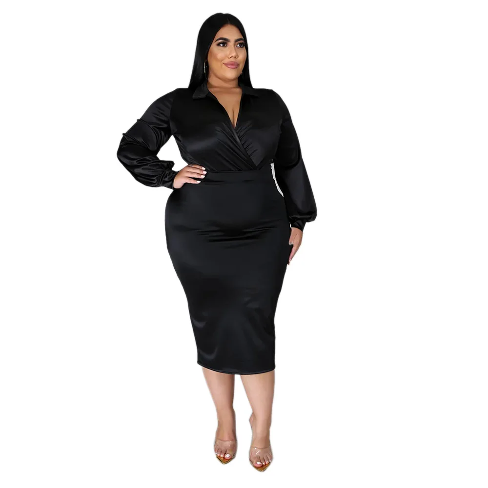 

2022 Two Piece Outfits Long Sleeve Winter Skirt and Top Set England Elegant Shirts Matching Sets Bulk Items Wholesale Lots