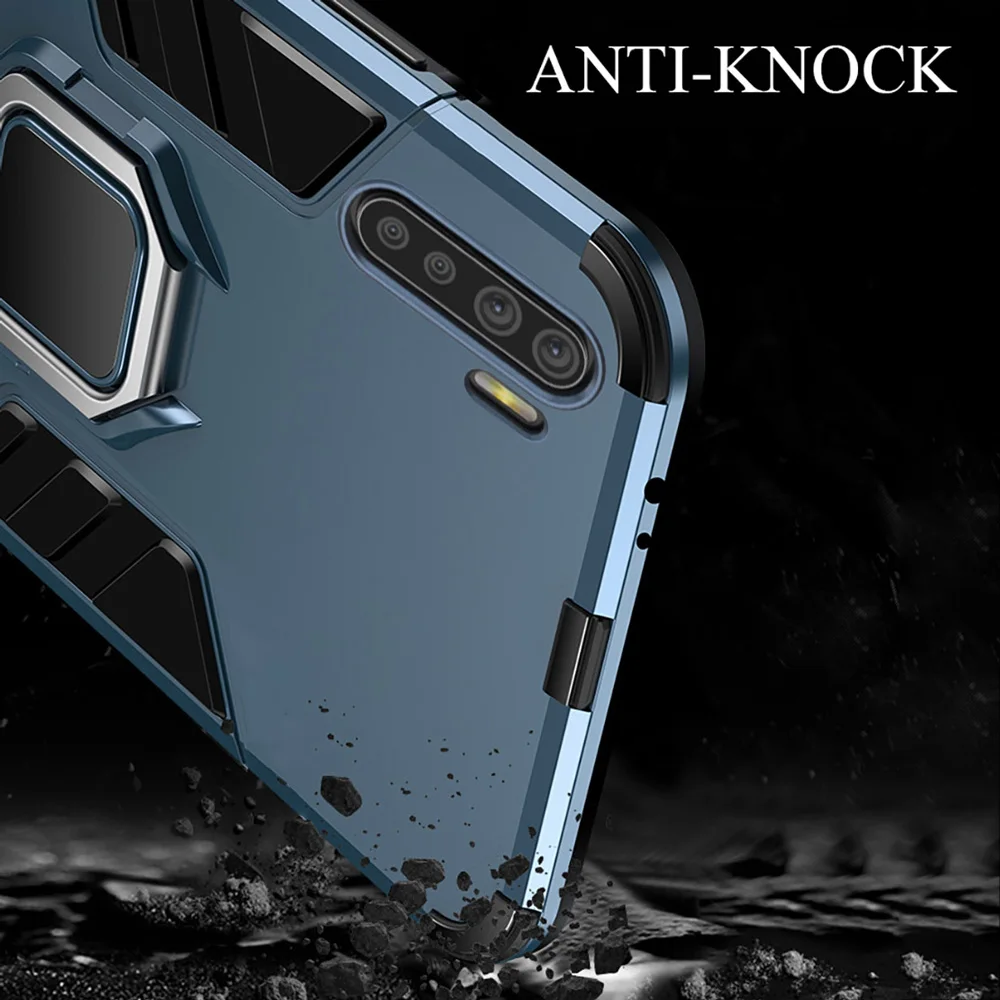 KEYSION Shockproof Armor Case for OPPO A91 A31 F15 A5 A9 2020 Ring Stand Phone Cover for Realme X50 Pro Reno 2Z 2F Find X2 Neo