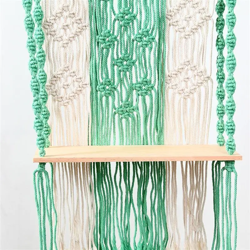 

50x70cm Bohemian Wooden Handmade Macrame Wall Hanging Rope Shelf Floating Plant Rack Stand Macrame Tapestry Home Decor Ornament