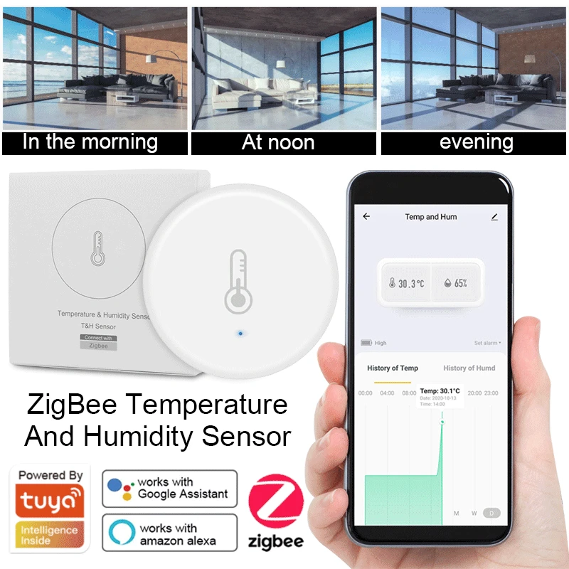 Смарт-датчик температуры и влажности AUBESS Tuya Smart ZigBee 3 0 с поддержкой приложения Life