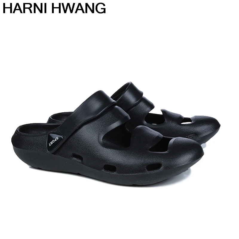 

Men'S Slippers Summer New Fashion One-Word Hole Shoes Outdoor Wading Rubber Beach Shoes Size 40-45 Wholesale