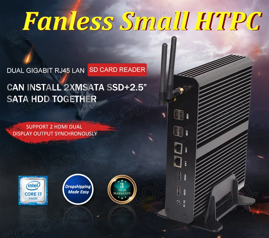 Core I7 4500U 16 Гб ОЗУ 128 ГБ SDD 1 ТБ HDD безвентиляторный Intel Nuc Мини ПК Windows10 поддержка 4K Dual Lan Dual HDMI дисплей 4K 3D игры