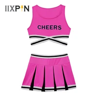 kids girls cheerleading uniform suit fancy dress outfit tops skirt set encourage cheerleader carnival cosplay sports costume
