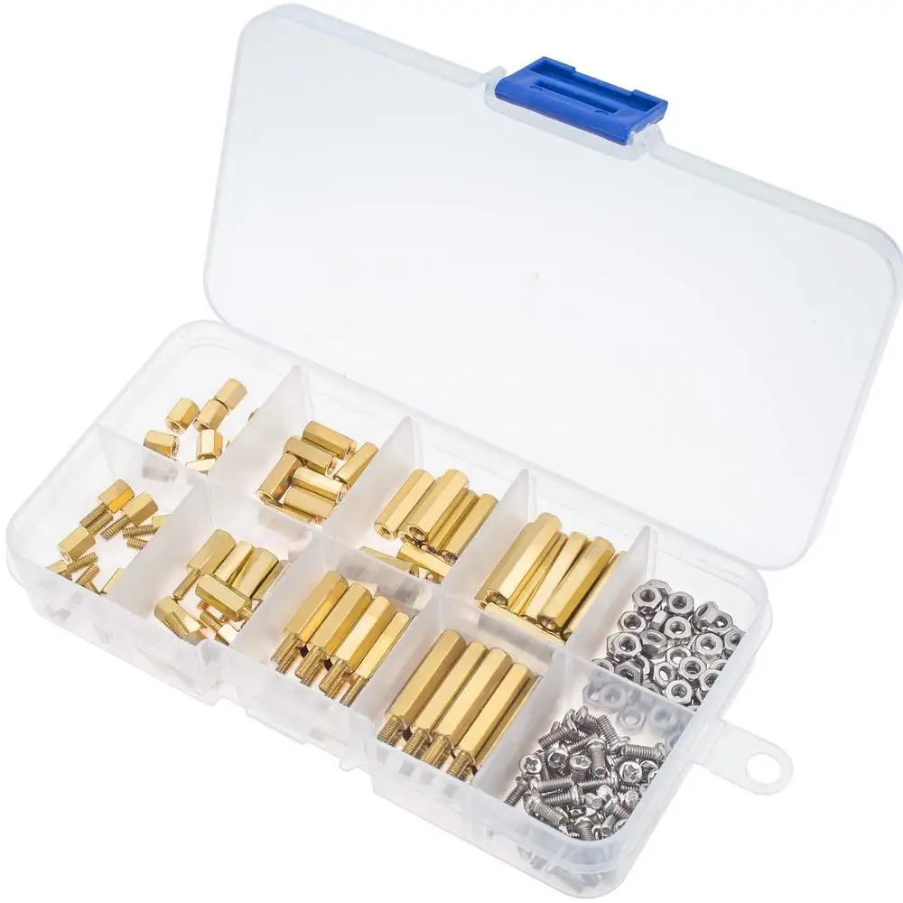 

180pcs M2.5*20 Sutemribor Male Female Hex Brass Spacer Standoff Screw Nut Assortment Kit