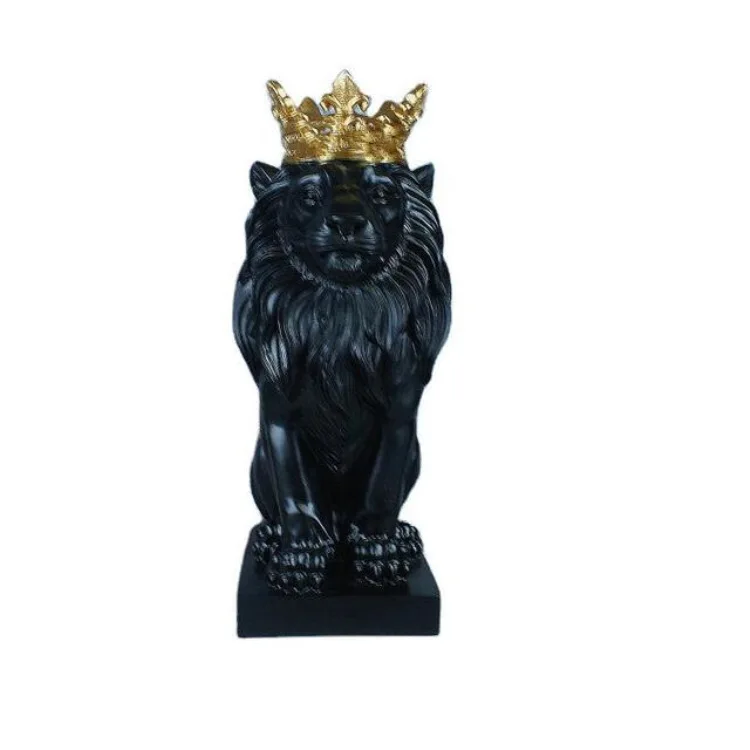 

Northern European Fashion Simple Black and White Ornaments Crown Lion Resin Decoration Art Display Rack Model Room Decoration