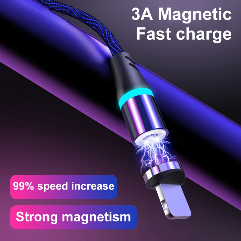 1 м светящийся Магнитный зарядный кабель Micro USB для iPhone 11Pro Max XR магнитное зарядное