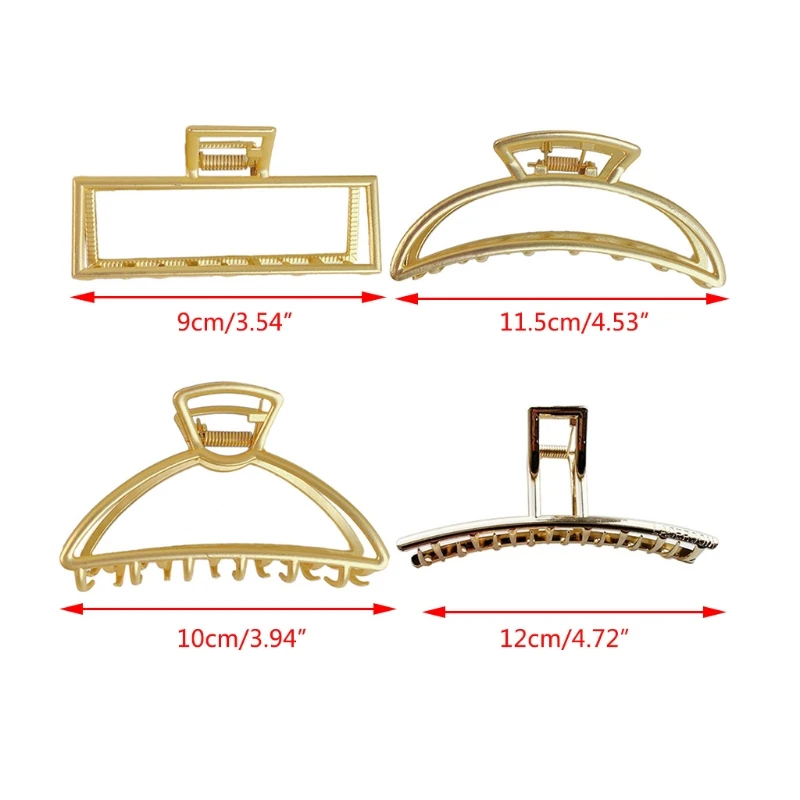 

French Style Women Gold Metal Hair Claw Clips Large Hollow Out Geometric Jaw Clamp Nonslip Ponytail Holder Barrettes