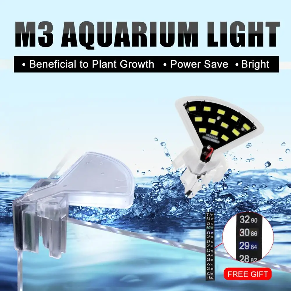 Senzeal M3 Fan-shaped Aquarium LED lighting Lamp Clip-on Aquarium Fish Tank Water Grass Light 220V/110V 5W Freshwater Led EU US