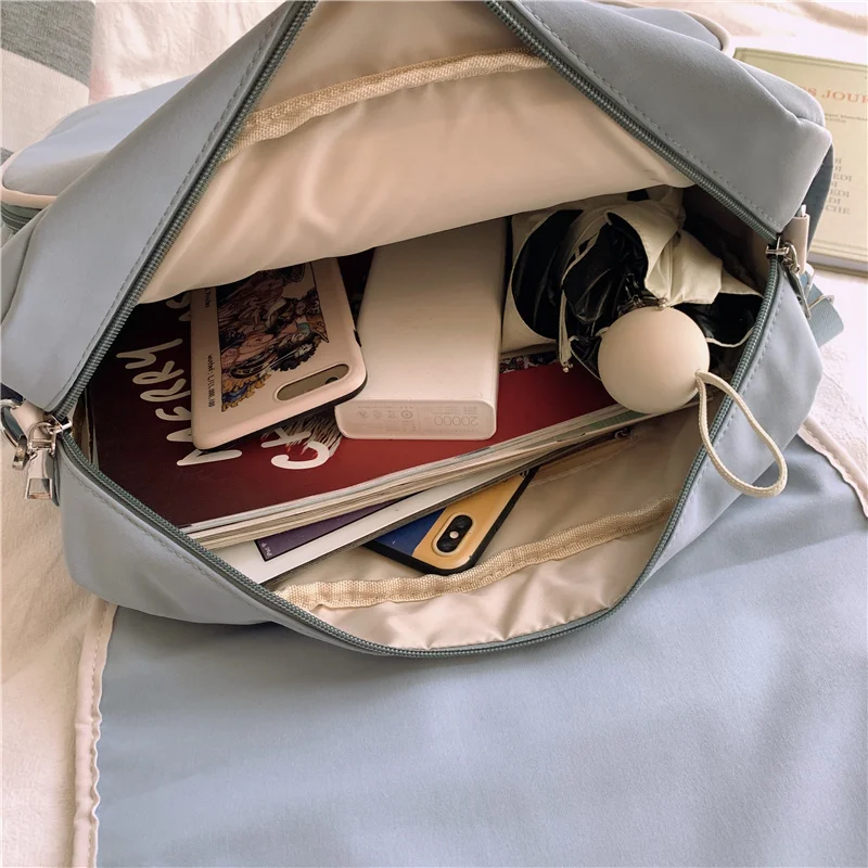 

New Multifunction Waterproof Nylon Women Backpack Fashion Button Portable Small School Bag High Quality Female Backpacks