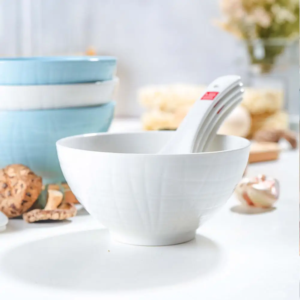 12 шт./компл. белая чаша + синяя Ложка столовая посуда тарелка рисовая салатная