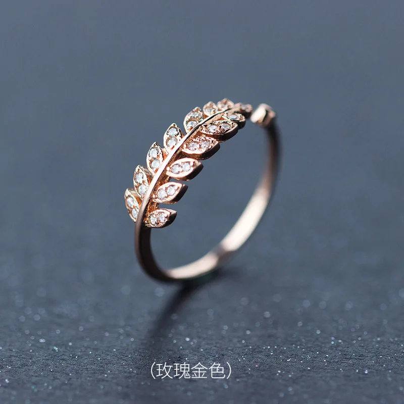 Rose Trusta,, 925, твердое Настоящее серебро, листья, CZ, открывающееся коктейльное кольцо, размер 5, 6, 7, для девочек-подростков, Детский Рождественский подарок, DS958 - Цвет основного камня: Rose