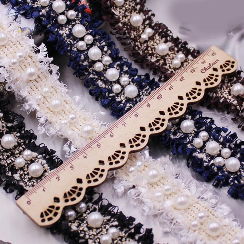 Винтажная кружевная ткань с золотым жемчугом и бисером вышитая лента ручная