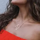 Классическое ожерелье золотого и серебряного цвета с 26 буквами алфавита имени инициала для женщин металлическое ожерелье с большой длинной подвеской с буквами