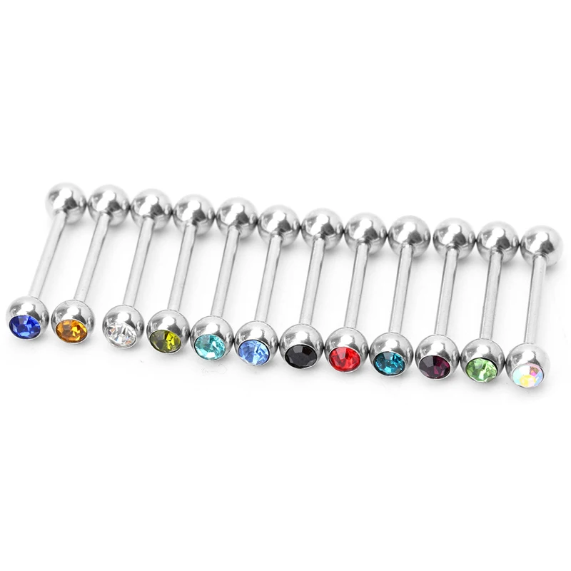 12 шт. разноцветные стальные штанги для пирсинга языка|Украшения тела| |