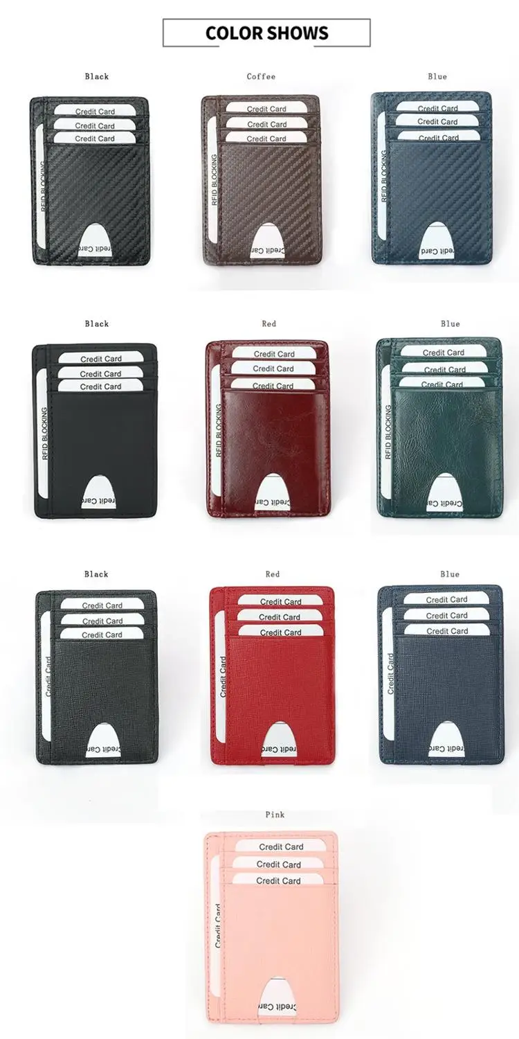 Тонкий кожаный кошелек с блокировкой RFID держатель для кредитных карт чехол денег