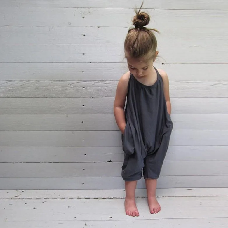 

Toddler Kid Baby Girls Straps Rompers Jumpsuits Piece Pants Clothing Harem Trousers Lace Up Sport Casual Loose Summer Clothes