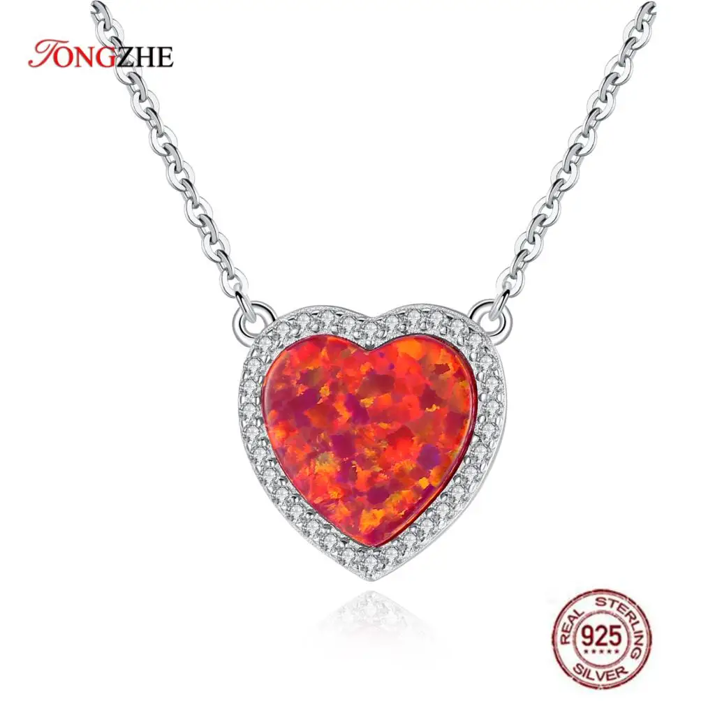 TONGZHE белый золотой цвет сердце опал кулон ожерелье для женщин роскошный Кристалл
