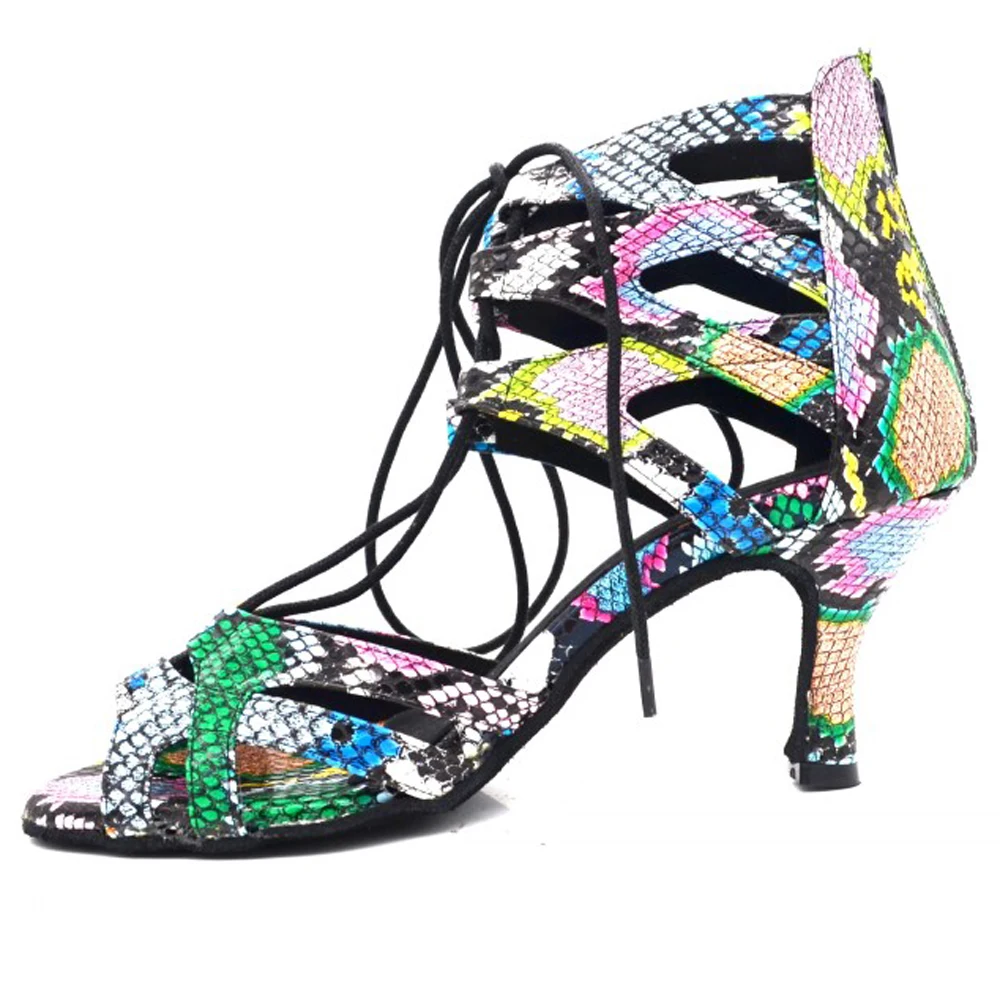 New Styles 2020 Evkoodance Women Shoes satin latin dance shoes 7cm flower pu Professional Latin Ballroom Dance Shoes