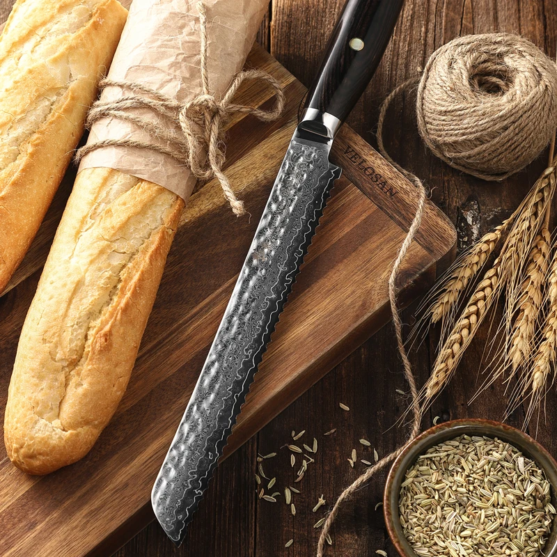 Нож кухонный из дамасской стали Kyokuto 67-слойный V-образный золотистый 10 дюймов -