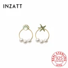 Женские серьги-гвоздики из серебра 925 пробы, с жемчугом