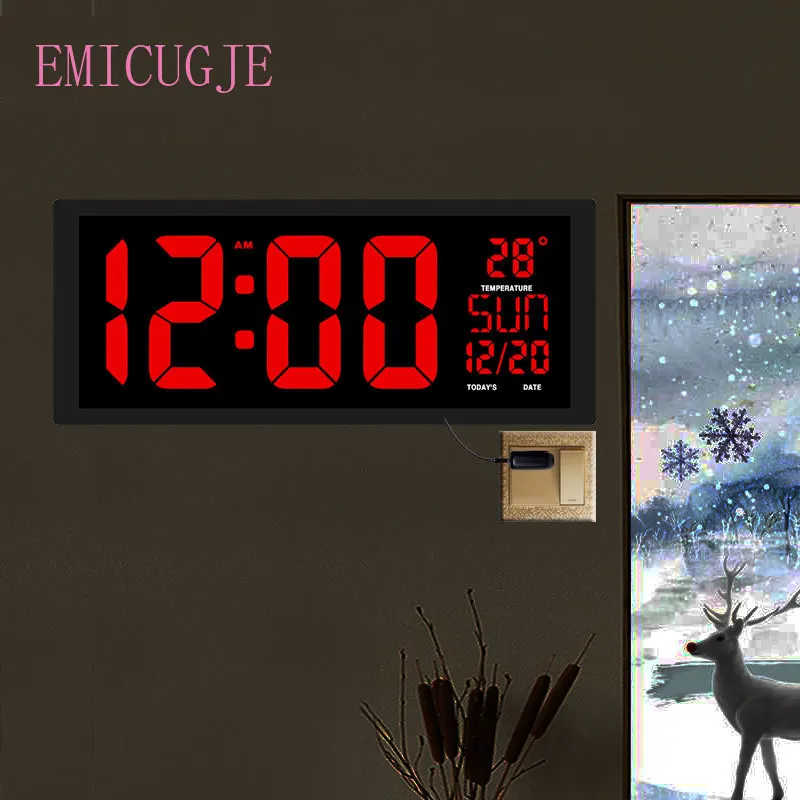 New Red LED Wall Clock Table Dual-use Home Large Clocks Big Digits EU/US Office Decor USB Modern Design | Дом и сад