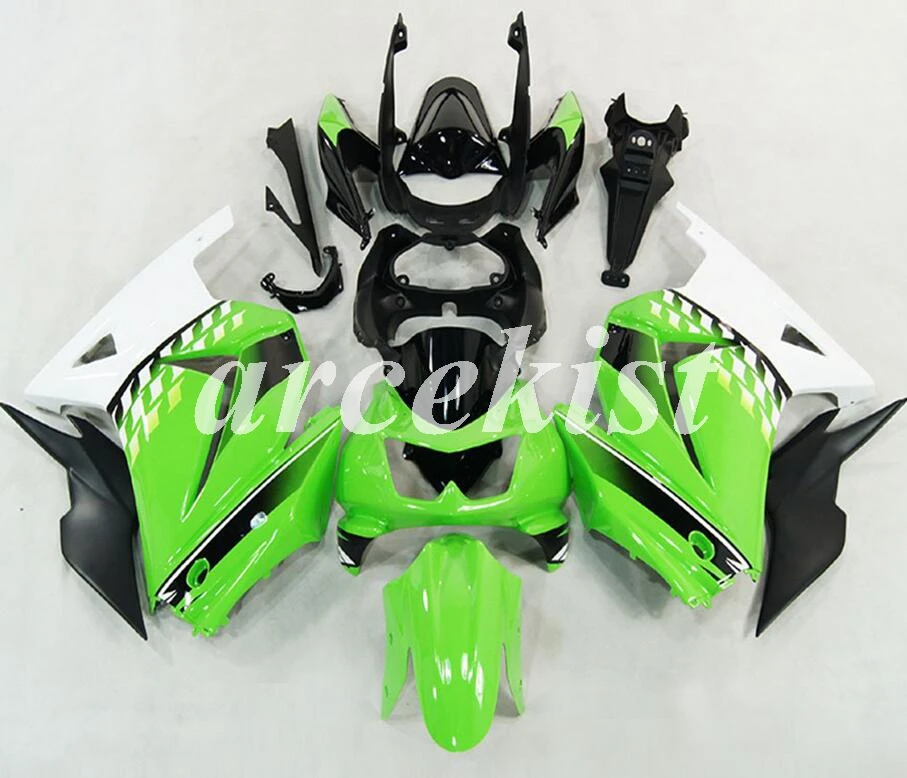 Литье под давлением Мотоцикл Новые ABS Обтекатели наборы подходят для kawasaki Ninja 250R EX250 2008- 08 09 10 11 12 13 14 зеленый белый