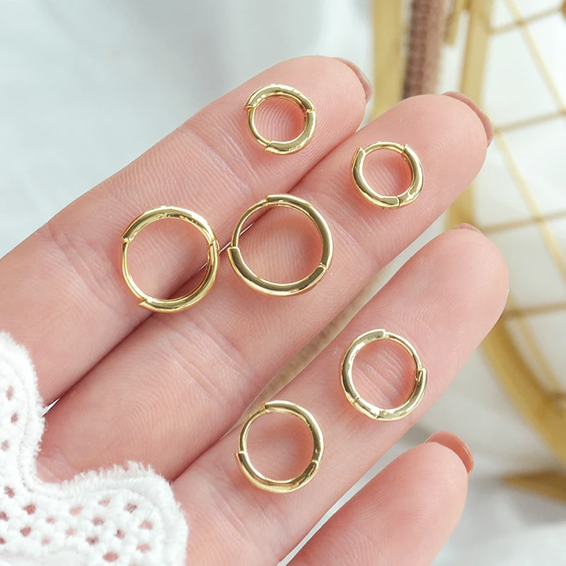 

Vintage Elegant 14k Real Gold Jewelry Simplicity Charming Temperament Hoop Earrings for Women Wedding Party Fine Gift