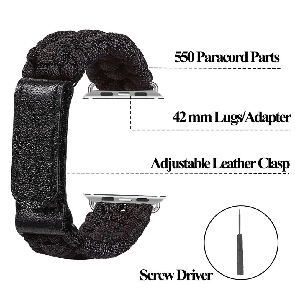 Ремешок для часов apple watch band 44 мм 38 42 наружная кожаная застежка веревочный браслет