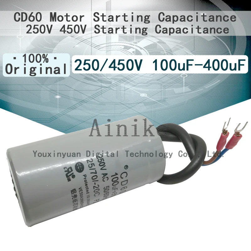 Пусковая Емкость двигателя CD60 450 в 250 100 мкФ 150 Ф 200 300 350 400 в/250 В пусковая |
