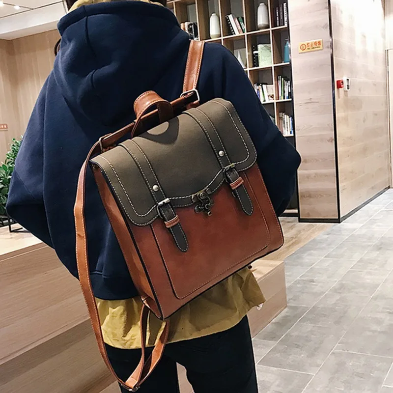 

Vintage Leather Backpacks For School Bags Retro Teenager Students Leisure Backpacks College Girl Travel Bags