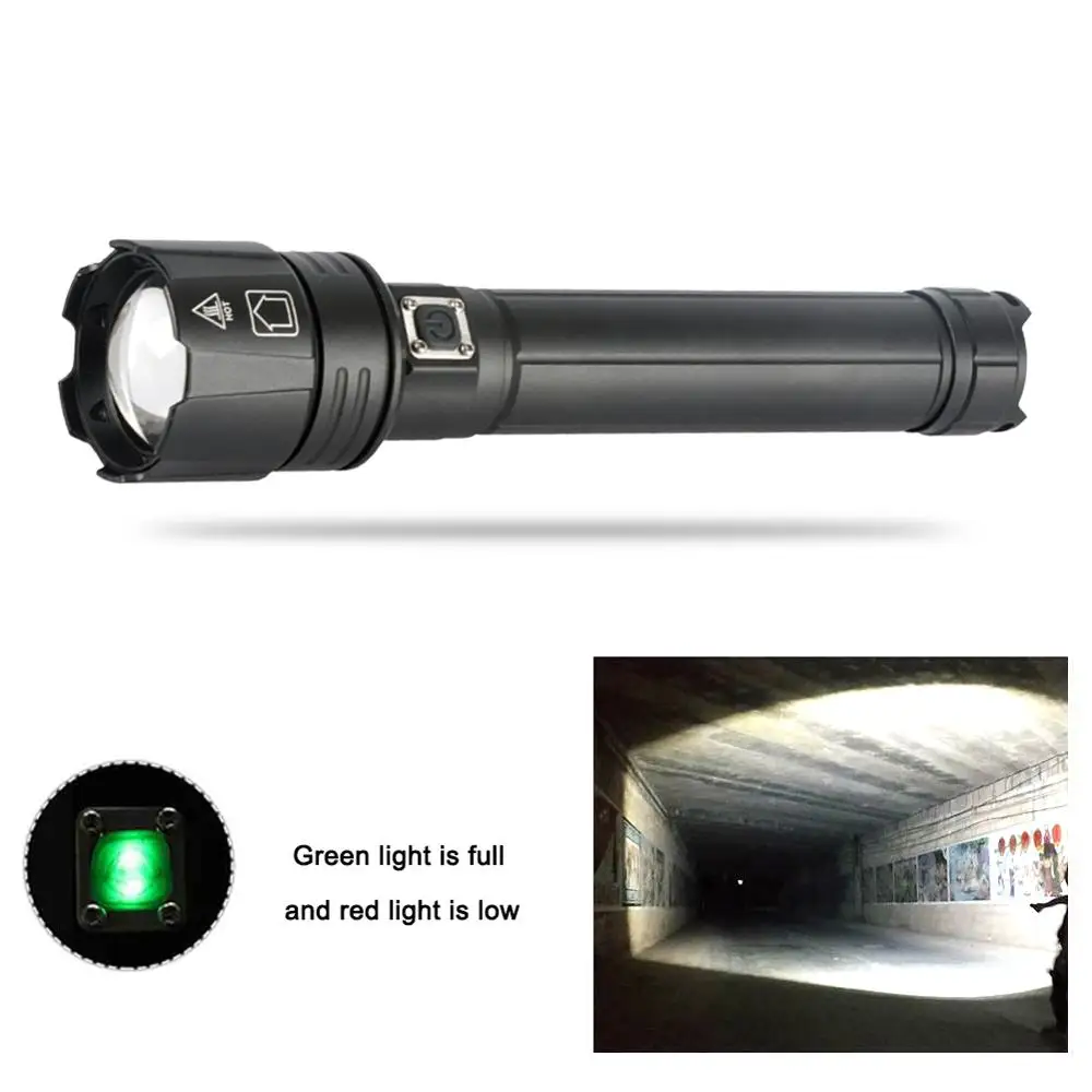 

XHP90 Potable LED Flashlight Powerful USB Rechargeable Zoom Torch use 18650 of 26650 Battery Lantern Camping Hiking lamp