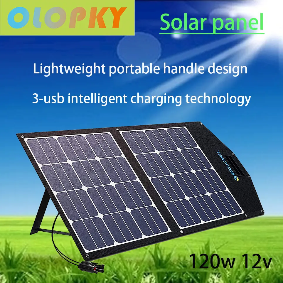 

120W 12V portable solar panel, foldable solar charger with proteusx 20A charging controller