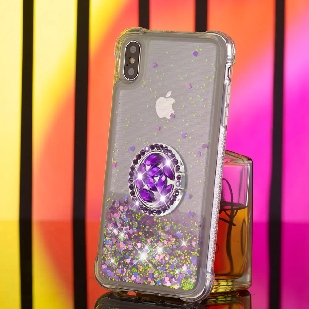 Чехол для iphone X с динамическим блеском зыбучие пески вспышка сверление 360