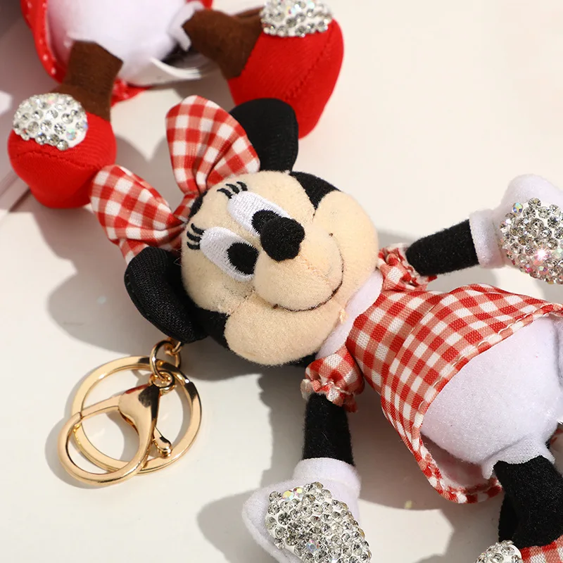 

Disney Minnie Keychain Cute Cartoon Minnie Plush Doll Doll Keyring Girl Heart Bag Accessories Key Chain