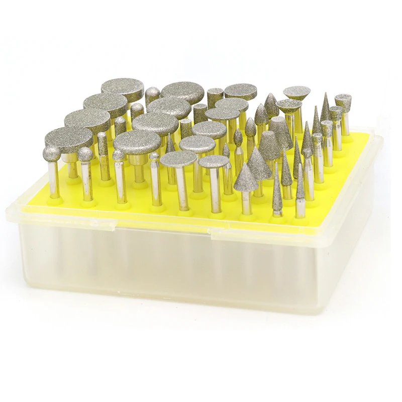 

1/8\\\" Shank 80 Grit Diamond Grinding Head Glass Burr For Stone Rotary Tools 50 X