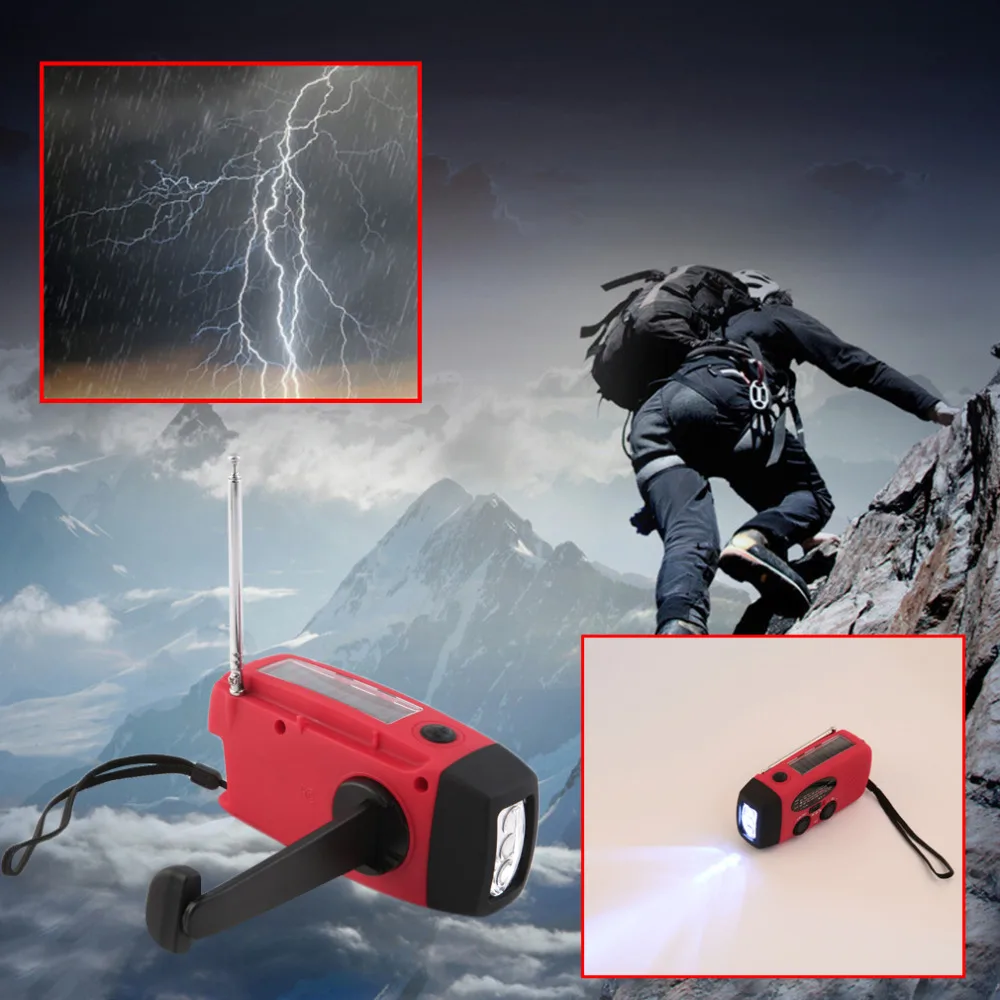 Аварийное зарядное устройство 3 в 1 ручной Кривошип генератор с радио