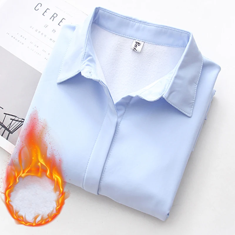 Толстые бархатные женские рубашки JMPRS 2021 зимние черные белые теплые с длинным