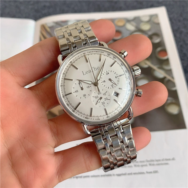 

Fashion full-featured brand watches stainless steel material butterfly clasp quartz watch dial diameter 42mm black clock