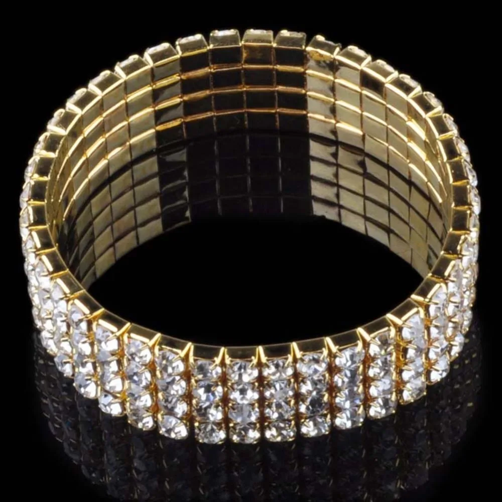 Imixlot Горячая Мода 4/5/8 со стразами в ряд Свадебные Браслет Bling Для женщин ювелирные изделия