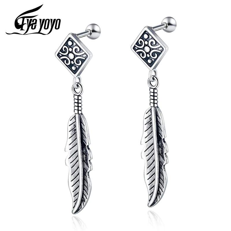 Модные серьги EyeYoYo в стиле ретро с перьями большие длинные ювелирные