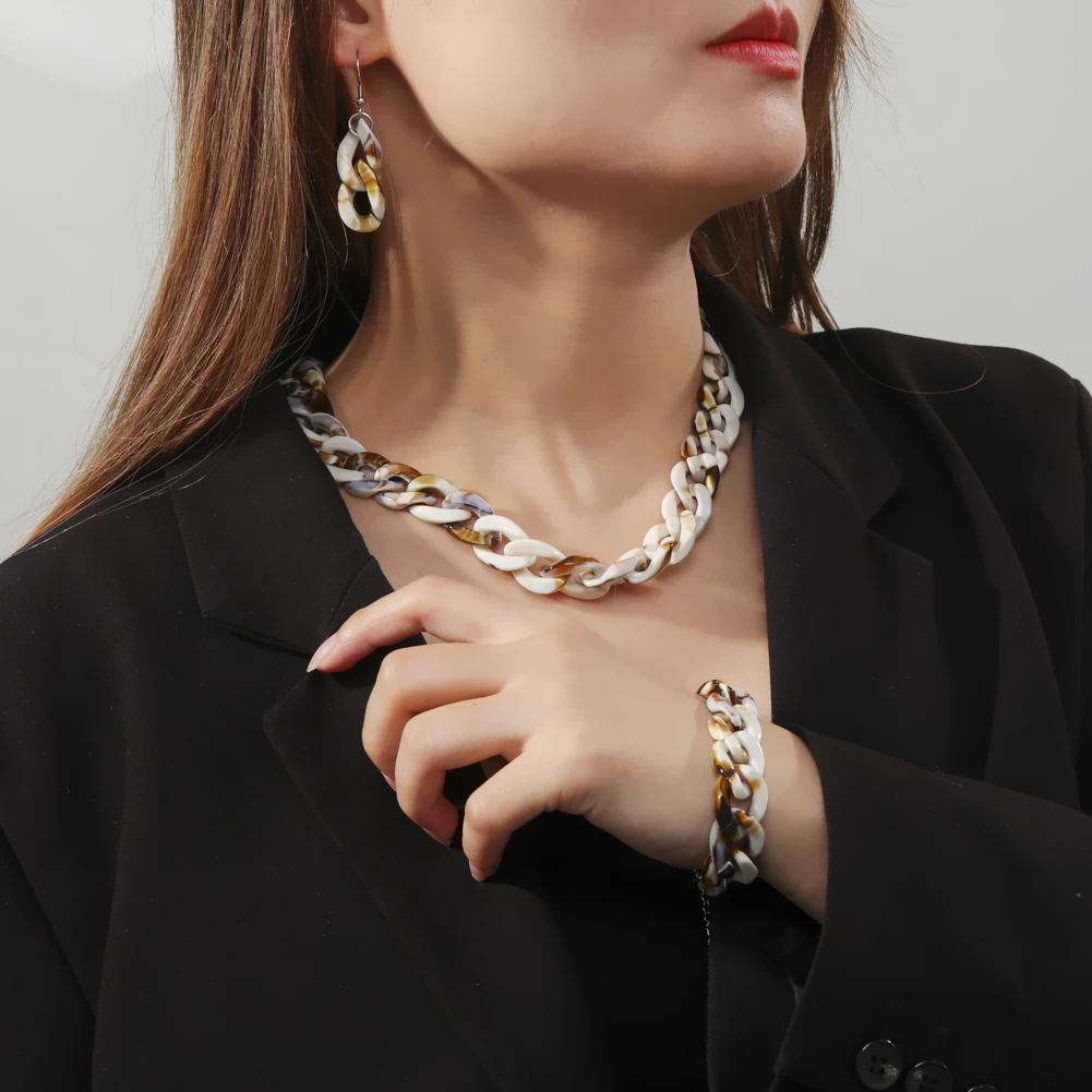 Skyrim Boho Женская цепочка на шею Леопардовый цвет акриловый колье-чокер для девочек