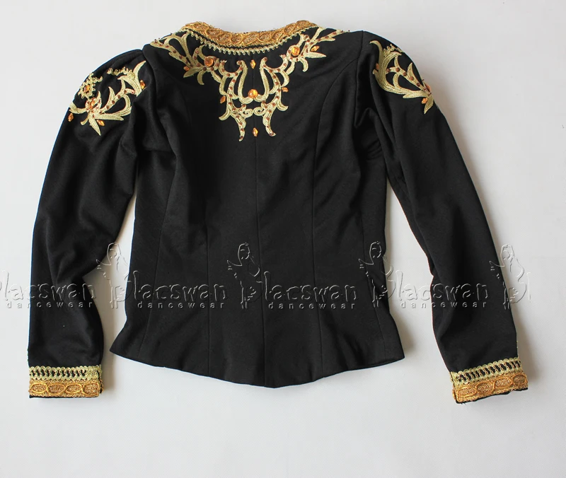 Черно Золотая мужская туника с лебедем и озером изготовленная на заказ BT790|ballet