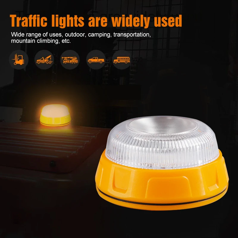 

V16 LED Emergency Strobe Light Magnetic Base Roadside Traffic Safety Warning Light Car Beacon Lamps for Outdoor Camping