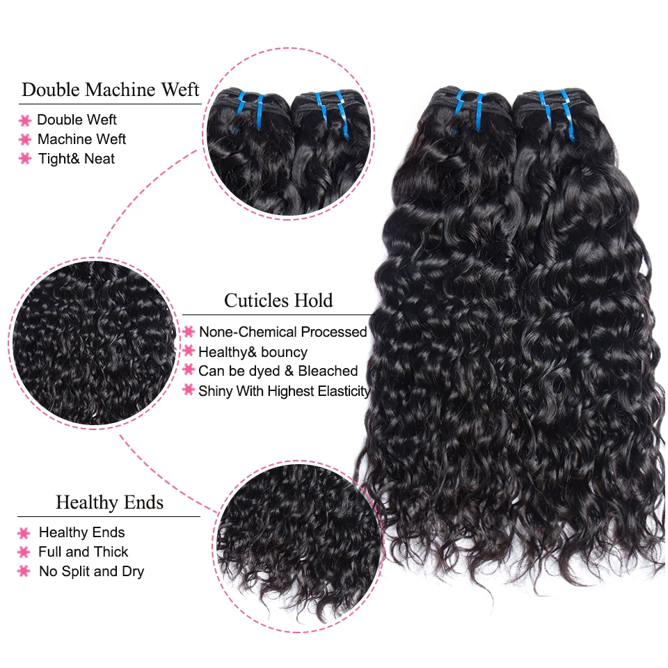 30 дюймовые волнистые пучки 40 дюймопряди человеческих волос бразильские пупряди